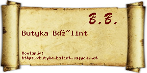 Butyka Bálint névjegykártya